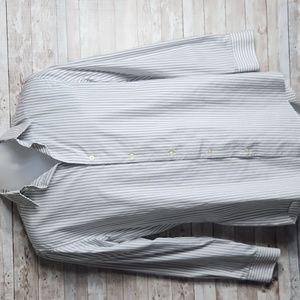 Mark Anthony, Men's dressy Black and white pinstripe button-down shirt, slim fit